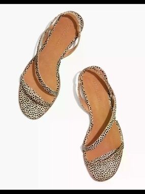 Madewell Spotted Beige and Black Strappy Flat Sandals